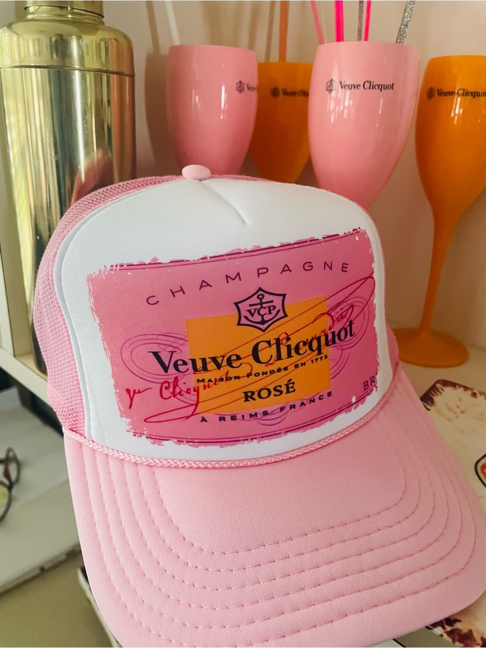 Pink Veuve Trucker Hat -New